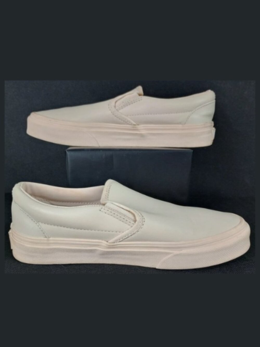 Vans Off the Wall Womens 6.5 Beige Tan Leather Slip On Loafer Shoes - Picture 4 of 13
